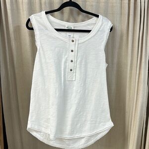 White Henley Knit Tank Top - Very J